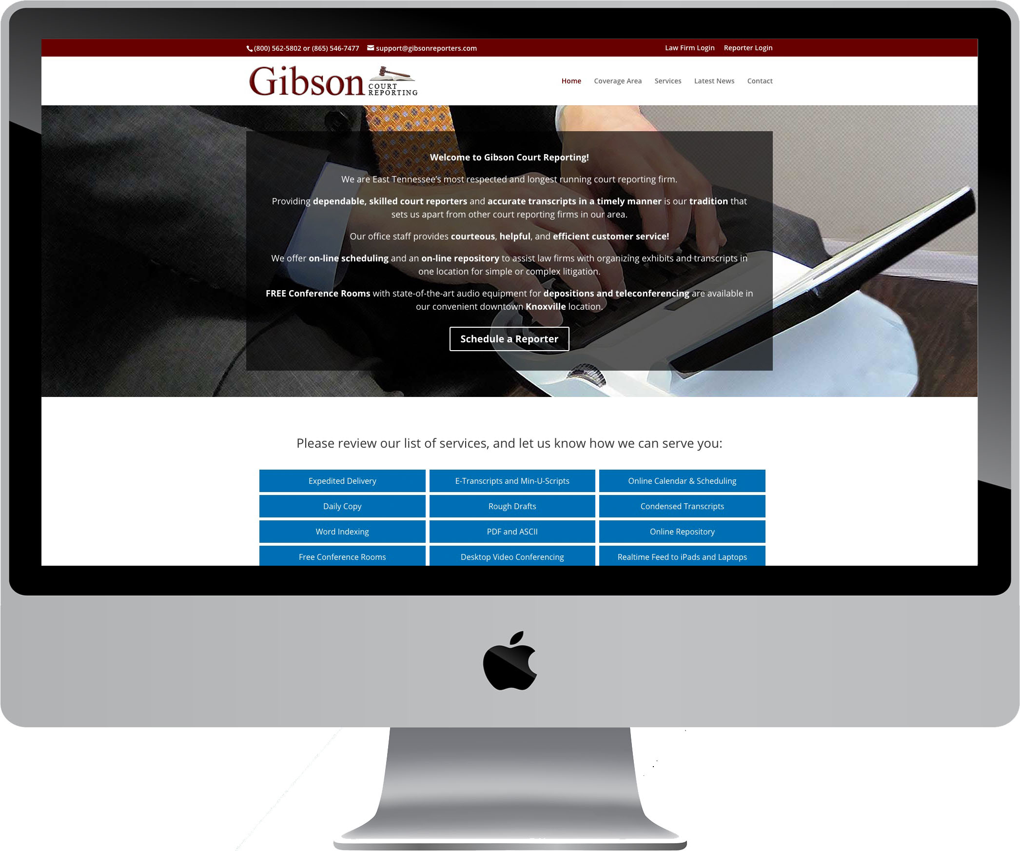 Gibson Court Reporting Website Design