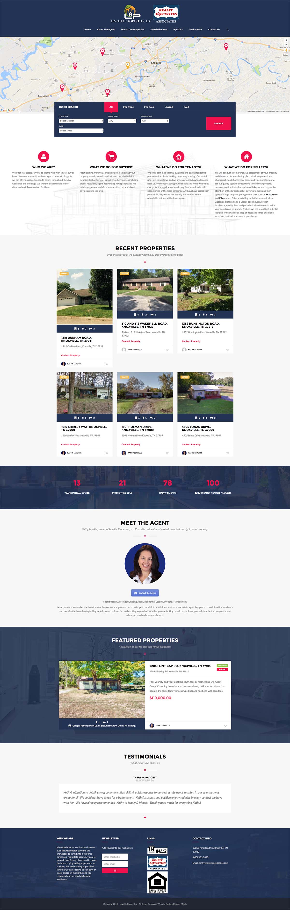 Leveille Properties Website Homepage Screenshot