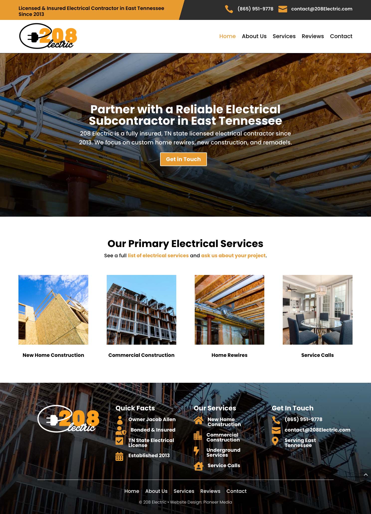 208 Electric Homepage Screenshot