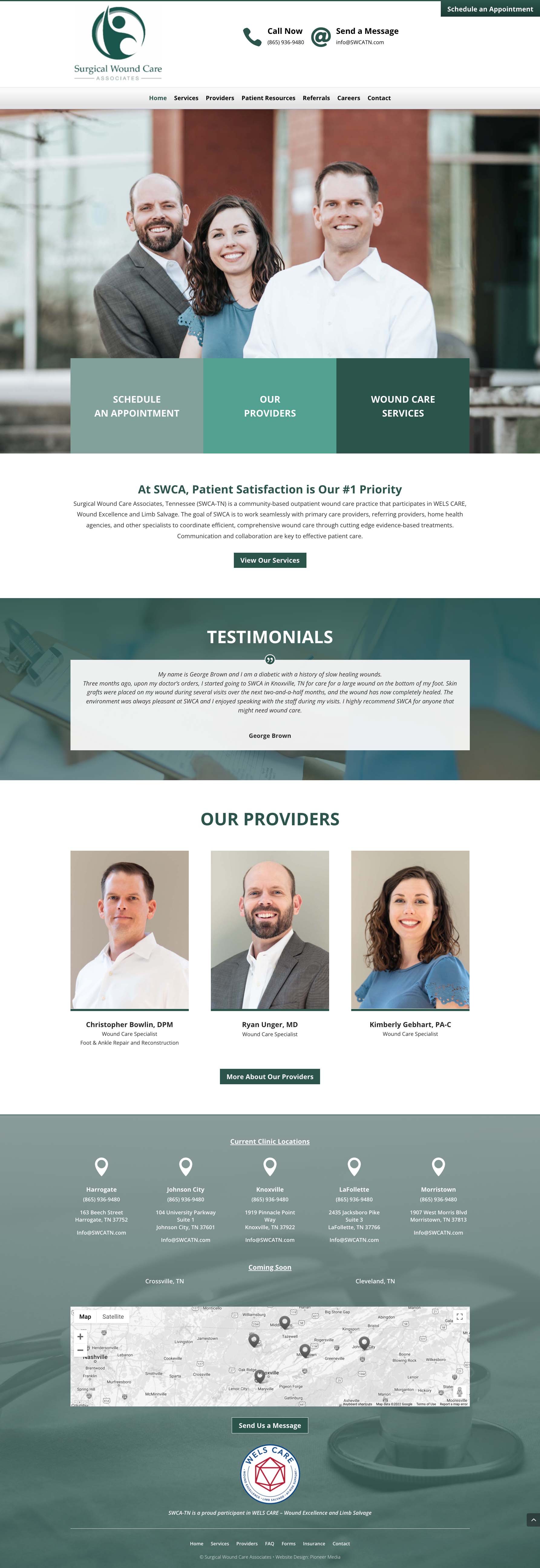 Surgical Wound Care Associates Website Homepage