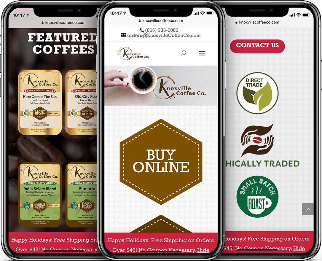 Knoxville Coffee Company Mobile-Friendly Web Design