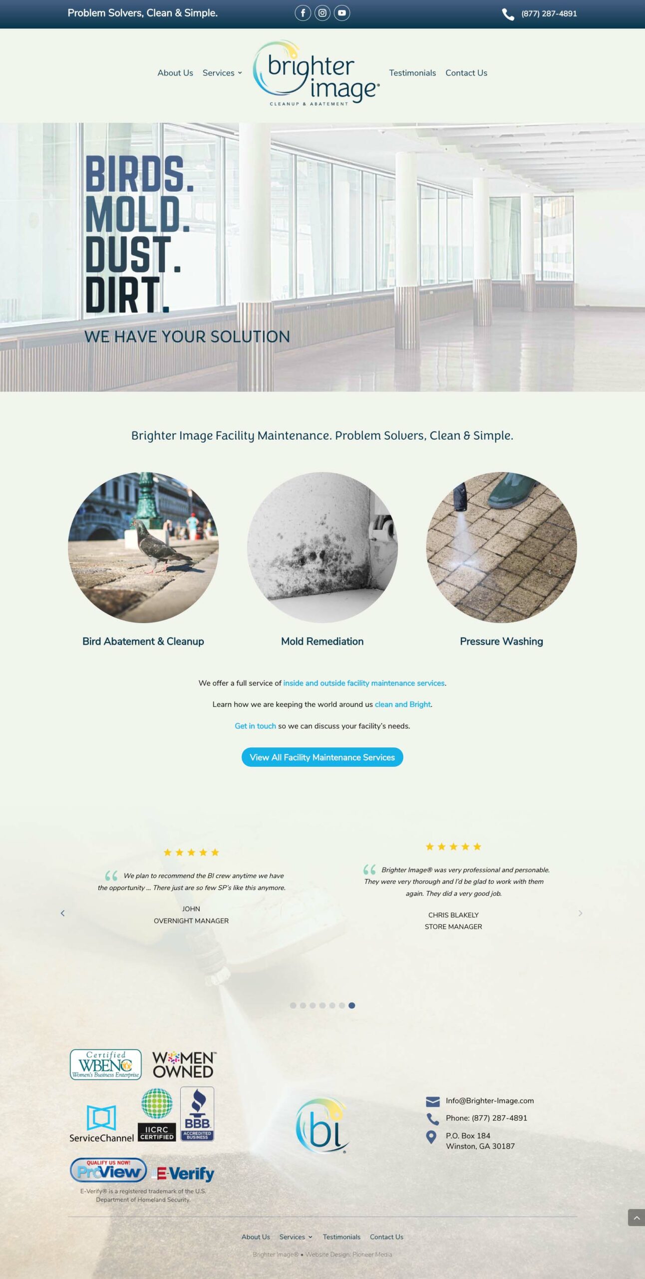 Brighter Image Facility Maintenance Website Design Homepage